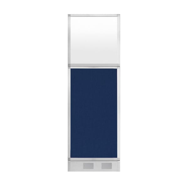 Hush Panel Configurable Cubicle Partition 2' x 6' Navy Blue Fabric Frosted Window w/ Cable Channel